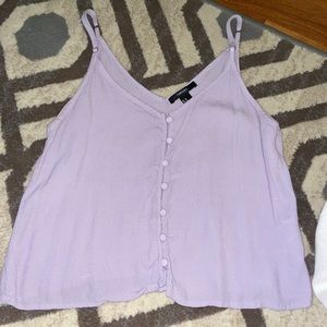 Forever 21 Lavender button up cropped tank top size medium